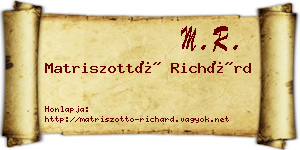 Matriszottó Richárd névjegykártya